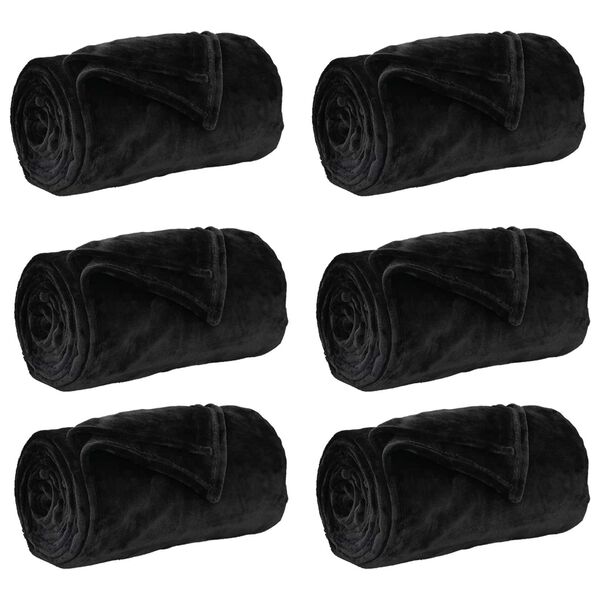 vidaXL Wohndecken 6 pcs Schwarz 240 x 270 cm Fleece