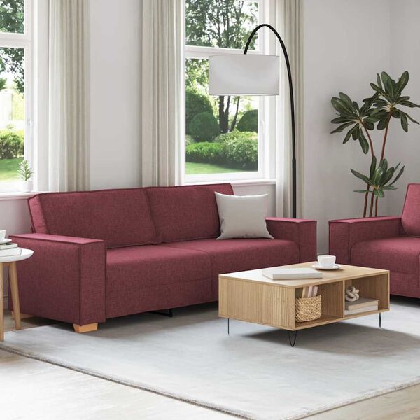 vidaXL 2-tlg. Sofagarnitur mit Kissen Weinrot Stoff