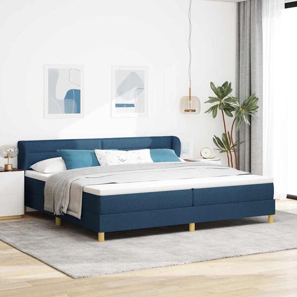 vidaXL Boxspringbett mit Matratze mit Kopfteil Blau 200 x 200 cm Stoff