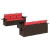vidaXL 7-teiliges Gartensofa-Set mit Kissen, braun, Polyrattan