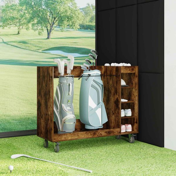 vidaXL Golf Schrank Mit Rad Uni Ger&auml;ucherte Eiche 120 x 45 x 98 cm