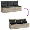 vidaXL Gartensofa mit Kissen 3-Sitzer Hellgrau Poly Rattan