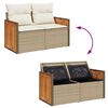 vidaXL 5-tlg. Garten-Sofagarnitur mit Kissen Beige Poly Rattan