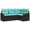 vidaXL Sofa Set mit Kissen 4 pcs Schwarz Poly-Rattan