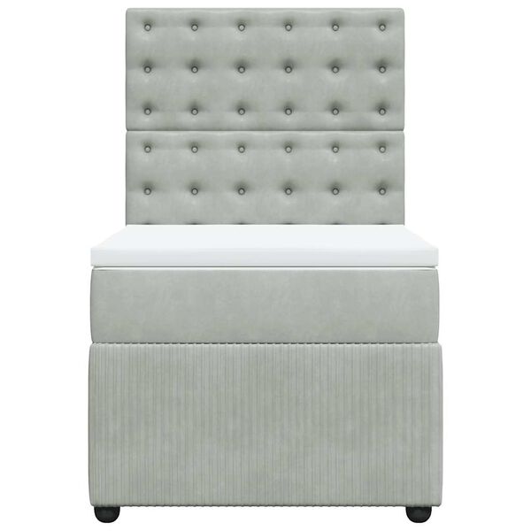 vidaXL Boxspringbett mit Matratze Hellgrau 90x190 cm Samt