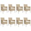 vidaXL 9-tlg. Garten-Essgruppe mit Kissen Beige Poly Rattan