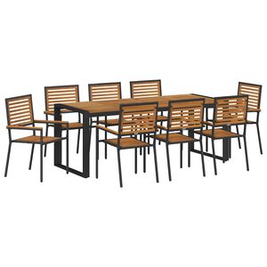vidaXL Garten Essgruppe 9 pcs Schwarz und Braun Poly-Rattan