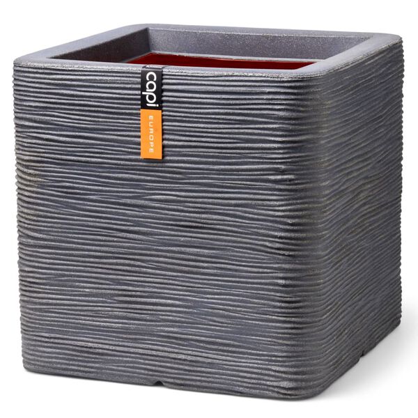Capi Blumentopf Nature Rib Quadratisch 30x30x30 cm Dunkelgrau