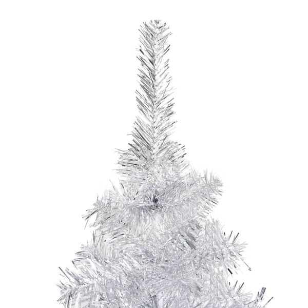 vidaXL Künstlicher Weihnachtsbaum Beleuchtung & Kugeln Silber 210 cm