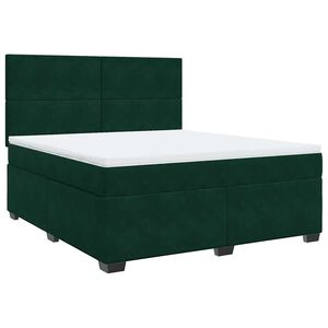 vidaXL Boxspringbett mit Matratze Dunkelgr&uuml;n 180x200 cm Samt