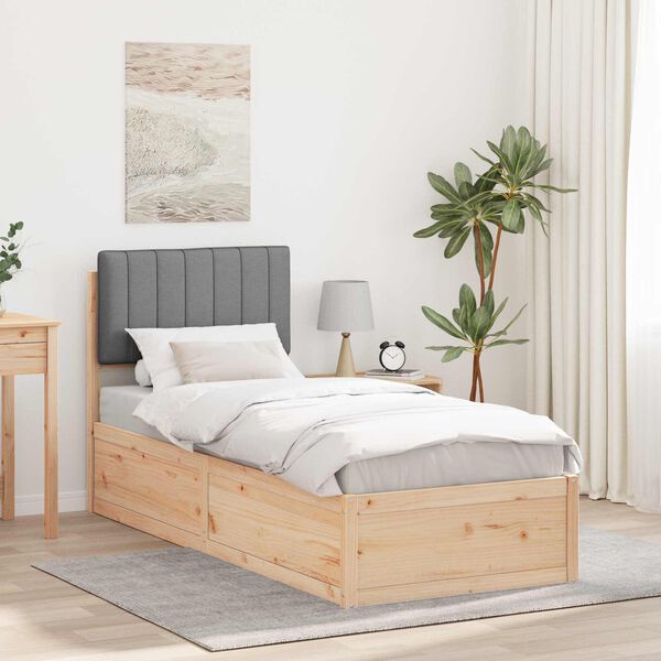 vidaXL Bettgestell mit gepolstertem Kopfteil Hellgrau 75 x 190 cm