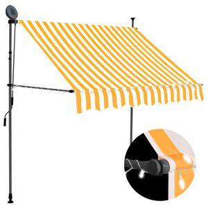 vidaXL Einziehbare Markise Handbetrieben mit LED 150 cm Wei&szlig; Orange