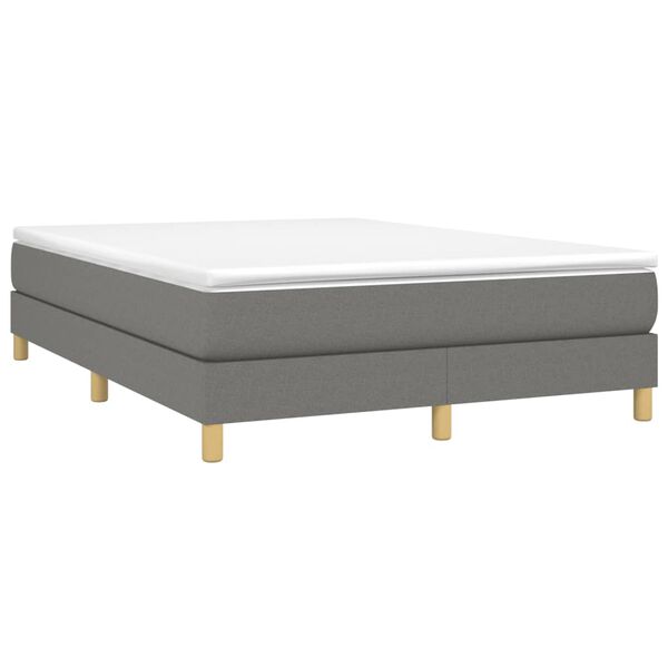 vidaXL Boxspringbett mit Matratze Dunkelgrau 140x200 cm Stoff