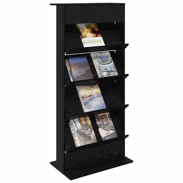 vidaXL Magazinregal mit Regal Schwarz Eichen-Optik 70 x 41 x 156 cm