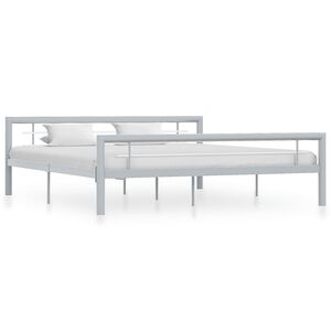 vidaXL Bettgestell Grau und Wei&szlig; Metall 180 &times; 200 cm