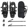 vidaXL 3 in 1 Schneeschuhe mit Wanderst&ouml;cken Schwarz 53 x 21 cm
