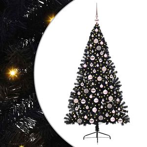 vidaXL K&uuml;nstlicher vorbeleuchteter Weihnachtsbaum Schwarz 180 cm PVC