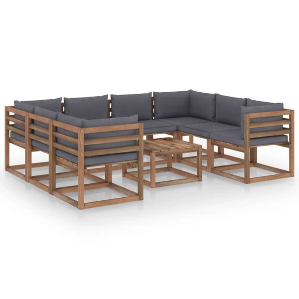 vidaXL 9-tlg. Garten-Lounge-Set mit Kissen in Anthrazit