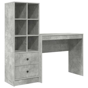 vidaXL Schreibtisch mit Schubladen mit Regal 2 pcs Beton Grau