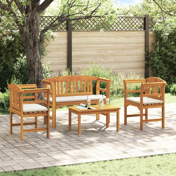 vidaXL Gartenrosen-Lounge-Set mit Kissen 4 pcs Massivholz Akazie