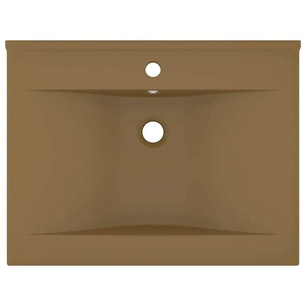 vidaXL Luxus-Waschbecken mit Hahnloch Matt-Creme 60x46 cm Keramik