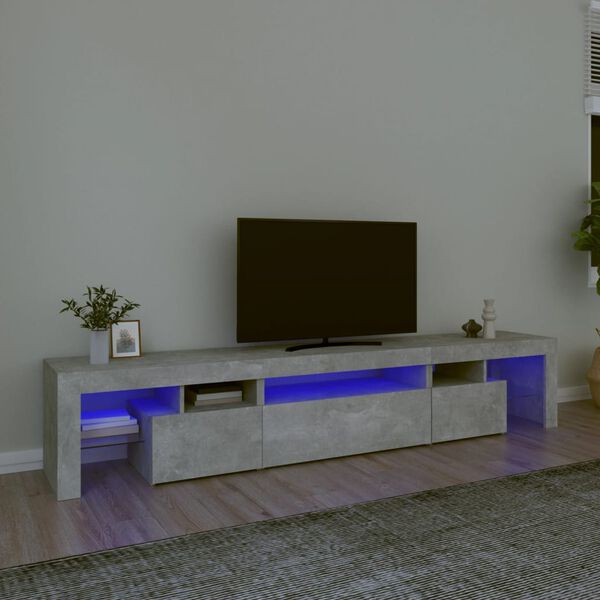 vidaXL TV-Schrank mit LED-Leuchten Betongrau 215x36,5x40 cm