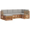 vidaXL Ecksofa Set 6 pcs Nat&uuml;rlich und Hellgrau Massivholz Akazie