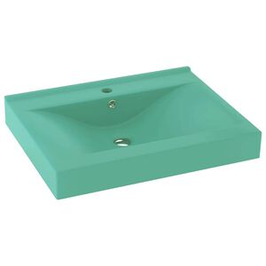 vidaXL Luxus-Waschbecken mit Hahnloch Matt-Hellgr&uuml;n 60x46 cm Keramik
