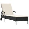 vidaXL Sonnenliege mit Rollen und Auflage Schwarz Poly Rattan