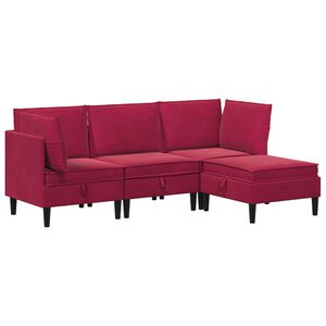 vidaXL Wohnzimmergarnitur 4 stk. Weinrot Samt