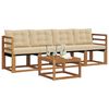 vidaXL Outdoor-Sofagarnitur mit Kissen 5 pcs Natur und Beige