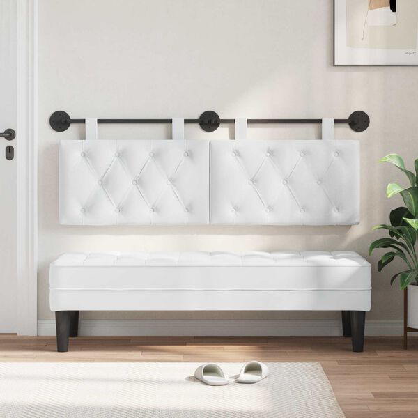 vidaXL H&auml;ngevorderseite Wandmontiert Wei&szlig; 130 x 55 x 7 cm Stoff