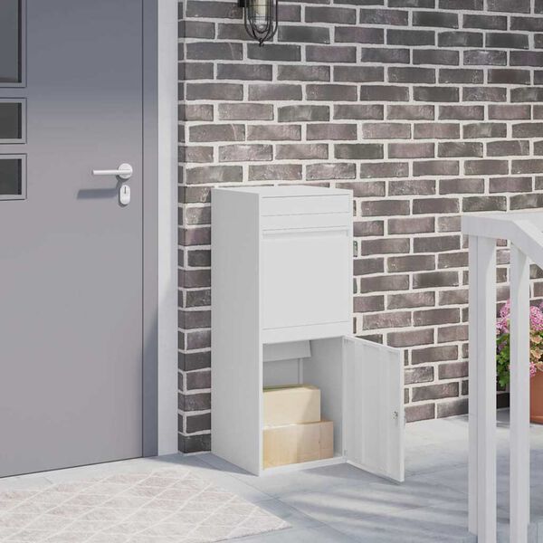 vidaXL Paketdrop-Box mit Speicher mit T&uuml;r Wei&szlig; 41 x 38 x 103 cm Stahl