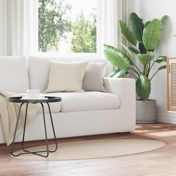 vidaXL Bereichsteppiche Oval HUARTE Beige 150 x 80 cm 100 %Polyester