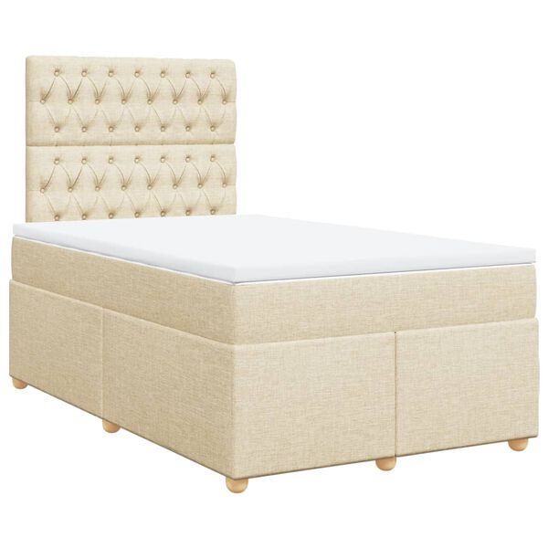 vidaXL Boxspringbett mit Matratze Creme 120x200 cm Stoff