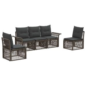 vidaXL Gartensofa-set 5 stk. Grau Poly-Rattan
