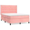 vidaXL Boxspringbett mit Matratze Rosa 140x190 cm Samt