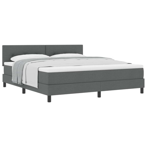 vidaXL Boxspringbett mit Matratze Dunkelgrau 180 x 200 cm Stoff