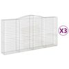 vidaXL Gabionen mit Hochbogen 3 Stk. 400x50x200/220cm Verzinktes Eisen