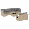 vidaXL 10-tlg. Garten-Sofagarnitur mit Kissen Beige Poly Rattan