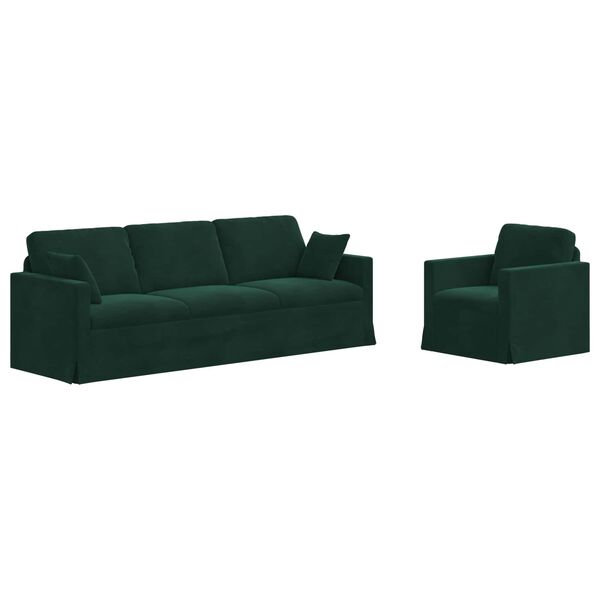 vidaXL Sofa Set 2 pcs Dunkelgr&uuml;n 228 x 78 x 80 cm Samt