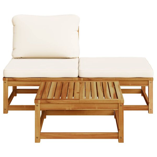 vidaXL 3-tlg. Garten-Lounge-Set mit Kissen Massivholz Akazie