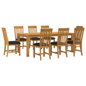 vidaXL Essgruppe 9 Stk. Schwarz Massivholz Eiche