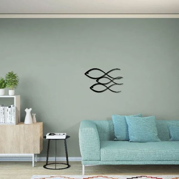 Homemania Wanddekoration Fisch 50x30 cm Stahl Schwarz