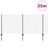 vidaXL Zaun mit Pfosten Grau 1 x 25 m Stahl und PVC