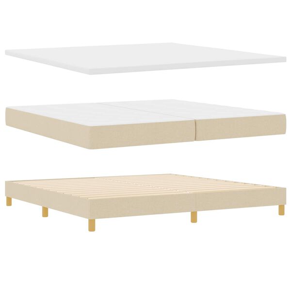 vidaXL Boxspringbett mit Matratze Creme 200 x 200 cm Polyester