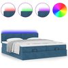 vidaXL Ottoman-Bett mit Matratzen & LEDs Dunkelblau 180x200 cm Samt