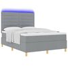 vidaXL LED Boxspringbett mit Matratze Hellgrau 140 x 200 cm Stoff