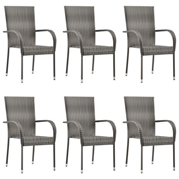 vidaXL 7-tlg. Garten-Essgruppe Poly Rattan Grau