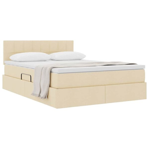 vidaXL Aufbewahrungsbett mit Matratze Creme 140 x 190 cm Holzwerkstoff